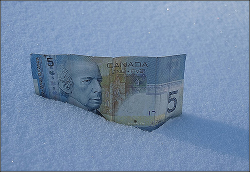 Canada $5 Bill and Snow - Some rights reserved by Bruce McKay~YSP CC-BY-NC-ND